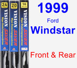 Front & Rear Wiper Blade Pack for 1999 Ford Windstar - Vision Saver