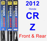 Front & Rear Wiper Blade Pack for 2012 Honda CR-Z - Vision Saver