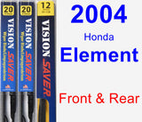 Front & Rear Wiper Blade Pack for 2004 Honda Element - Vision Saver