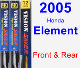 Front & Rear Wiper Blade Pack for 2005 Honda Element - Vision Saver