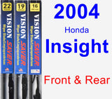 Front & Rear Wiper Blade Pack for 2004 Honda Insight - Vision Saver