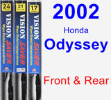 Front & Rear Wiper Blade Pack for 2002 Honda Odyssey - Vision Saver