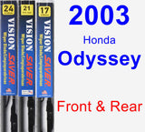 Front & Rear Wiper Blade Pack for 2003 Honda Odyssey - Vision Saver