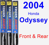 Front & Rear Wiper Blade Pack for 2004 Honda Odyssey - Vision Saver