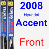 Front Wiper Blade Pack for 2008 Hyundai Accent - Vision Saver