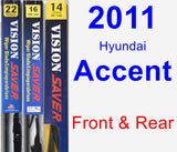 Front & Rear Wiper Blade Pack for 2011 Hyundai Accent - Vision Saver