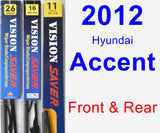 Front & Rear Wiper Blade Pack for 2012 Hyundai Accent - Vision Saver