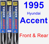 Front & Rear Wiper Blade Pack for 1995 Hyundai Accent - Vision Saver
