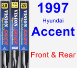Front & Rear Wiper Blade Pack for 1997 Hyundai Accent - Vision Saver