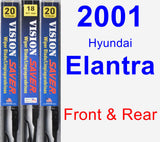 Front & Rear Wiper Blade Pack for 2001 Hyundai Elantra - Vision Saver