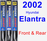 Front & Rear Wiper Blade Pack for 2002 Hyundai Elantra - Vision Saver