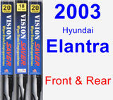 Front & Rear Wiper Blade Pack for 2003 Hyundai Elantra - Vision Saver