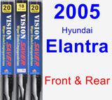 Front & Rear Wiper Blade Pack for 2005 Hyundai Elantra - Vision Saver