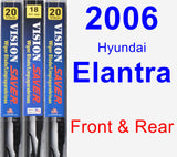 Front & Rear Wiper Blade Pack for 2006 Hyundai Elantra - Vision Saver