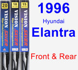Front & Rear Wiper Blade Pack for 1996 Hyundai Elantra - Vision Saver