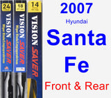 Front & Rear Wiper Blade Pack for 2007 Hyundai Santa Fe - Vision Saver