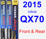 Front & Rear Wiper Blade Pack for 2015 Infiniti QX70 - Vision Saver