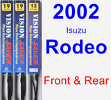 Front & Rear Wiper Blade Pack for 2002 Isuzu Rodeo - Vision Saver