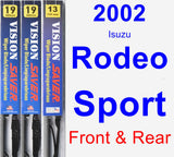 Front & Rear Wiper Blade Pack for 2002 Isuzu Rodeo Sport - Vision Saver