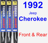 Front & Rear Wiper Blade Pack for 1992 Jeep Cherokee - Vision Saver