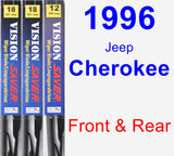 Front & Rear Wiper Blade Pack for 1996 Jeep Cherokee - Vision Saver