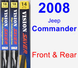 Front & Rear Wiper Blade Pack for 2008 Jeep Commander - Vision Saver