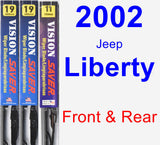 Front & Rear Wiper Blade Pack for 2002 Jeep Liberty - Vision Saver