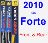 Front & Rear Wiper Blade Pack for 2010 Kia Forte - Vision Saver