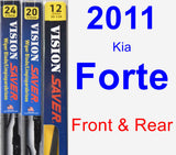 Front & Rear Wiper Blade Pack for 2011 Kia Forte - Vision Saver