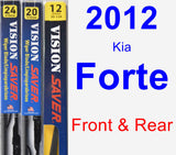 Front & Rear Wiper Blade Pack for 2012 Kia Forte - Vision Saver