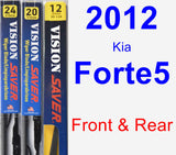 Front & Rear Wiper Blade Pack for 2012 Kia Forte5 - Vision Saver