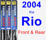 Front & Rear Wiper Blade Pack for 2004 Kia Rio - Vision Saver