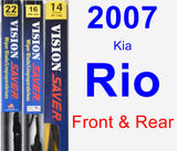 Front & Rear Wiper Blade Pack for 2007 Kia Rio - Vision Saver