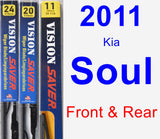 Front & Rear Wiper Blade Pack for 2011 Kia Soul - Vision Saver