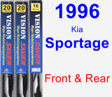 Front & Rear Wiper Blade Pack for 1996 Kia Sportage - Vision Saver