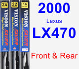 Front & Rear Wiper Blade Pack for 2000 Lexus LX470 - Vision Saver