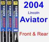 Front & Rear Wiper Blade Pack for 2004 Lincoln Aviator - Vision Saver