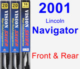 Front & Rear Wiper Blade Pack for 2001 Lincoln Navigator - Vision Saver