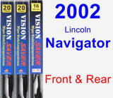 Front & Rear Wiper Blade Pack for 2002 Lincoln Navigator - Vision Saver