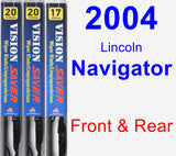 Front & Rear Wiper Blade Pack for 2004 Lincoln Navigator - Vision Saver