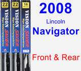 Front & Rear Wiper Blade Pack for 2008 Lincoln Navigator - Vision Saver