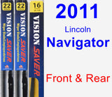 Front & Rear Wiper Blade Pack for 2011 Lincoln Navigator - Vision Saver