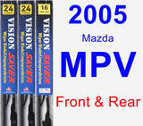 Front & Rear Wiper Blade Pack for 2005 Mazda MPV - Vision Saver