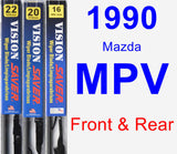 Front & Rear Wiper Blade Pack for 1990 Mazda MPV - Vision Saver