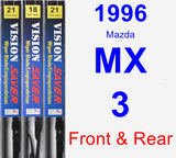 Front & Rear Wiper Blade Pack for 1996 Mazda MX-3 - Vision Saver