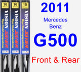 Front & Rear Wiper Blade Pack for 2011 Mercedes-Benz G500 - Vision Saver