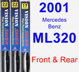 Front & Rear Wiper Blade Pack for 2001 Mercedes-Benz ML320 - Vision Saver