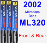 Front & Rear Wiper Blade Pack for 2002 Mercedes-Benz ML320 - Vision Saver