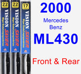 Front & Rear Wiper Blade Pack for 2000 Mercedes-Benz ML430 - Vision Saver