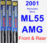 Front & Rear Wiper Blade Pack for 2001 Mercedes-Benz ML55 AMG - Vision Saver